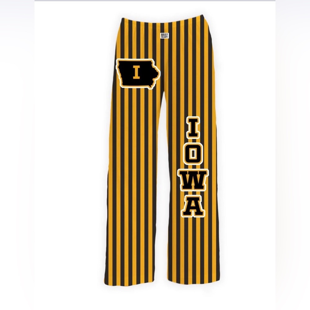 Unisex Iowa Striped Pajama Lounge Pants in Black & Gold